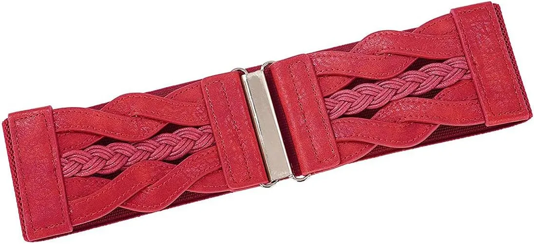 Retro Women's Woven Wide Waist Belt Elastic Stretch Cinch Belts