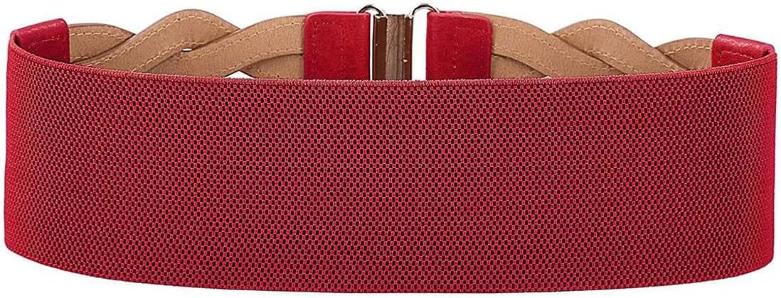 Retro Women's Woven Wide Waist Belt Elastic Stretch Cinch Belts