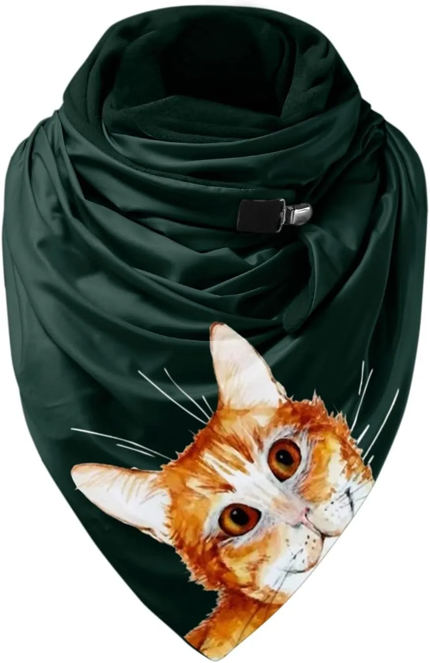 Scarf Women Warm Printing Casual Button Soft Scarves Wrap Shawls Fashion Scarf Scarf Neck (Color : Orange, Size : One Size)