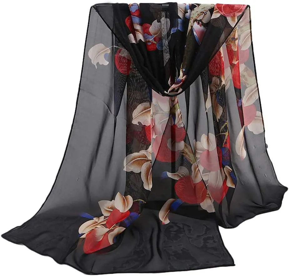 Silk Scarf for Women Printing Shawl Women Towel Cotton Scarf Soft Beach Fashion Scarf (1-one, One Size)
