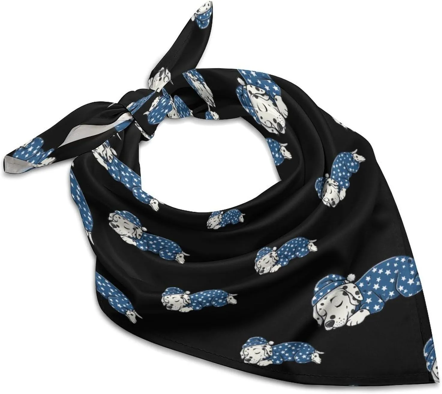 Sleeping Dalmatian Dog Fashion Square Silk Scarf Breathable Neck Hair Wrap Head Scarves for Men Women