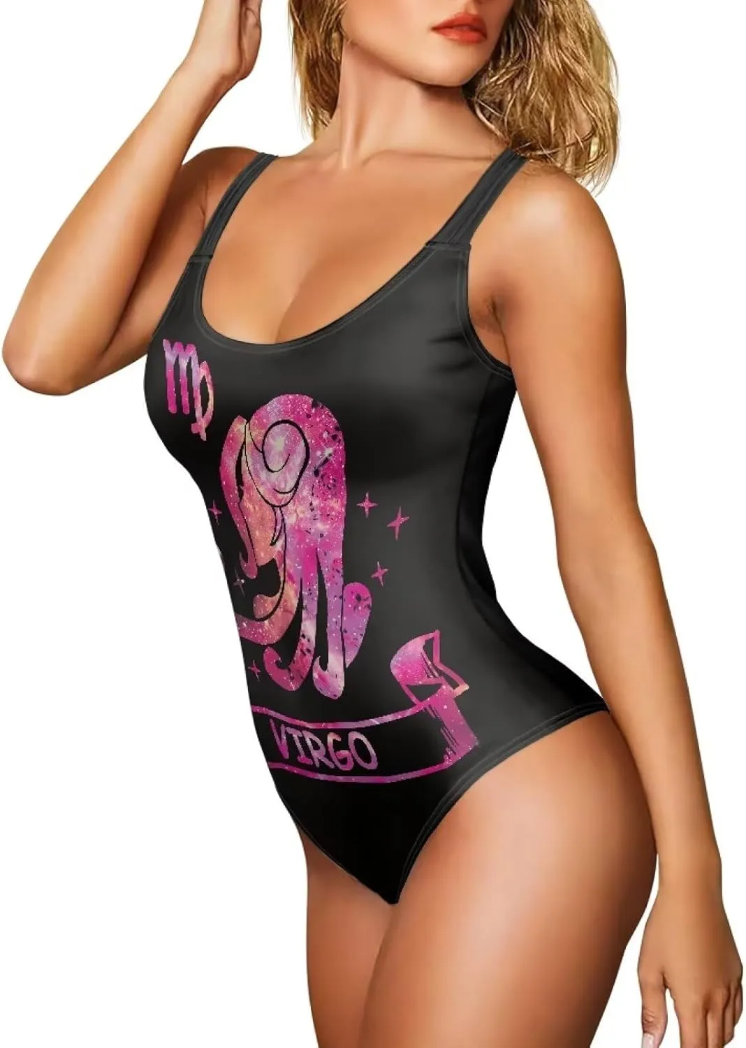 Sleeveless One-piece Swimwear for Women Sexy Backless Tank Suit Breezy Holidays Outfit Starry Style Zodiac Parint