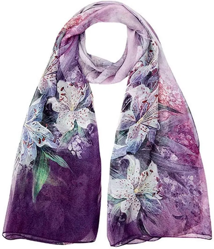 Square Large Neck Scarf Digital Floral Printing Silk Scarf Shawl Long Multi-use Silk Satin Neck Scarf Soft Lightweight