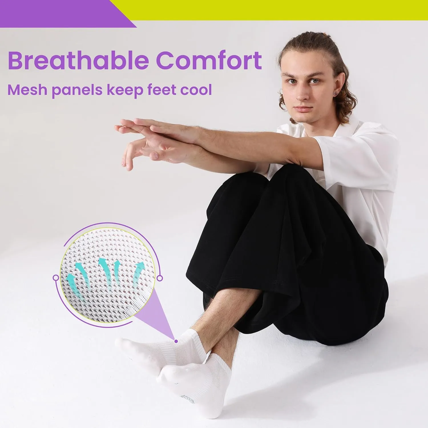 Unisex 10 Pairs Black Crew Length Anti Odour Low Cut No Show Running Socks
