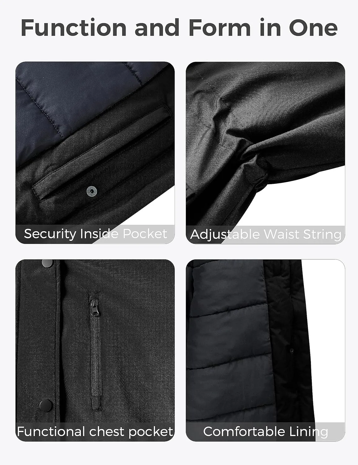 wantdo Women's Plus Size Winter Coat Waterproof Puffer Jacket Warm Thicken Parka with Removable Hood