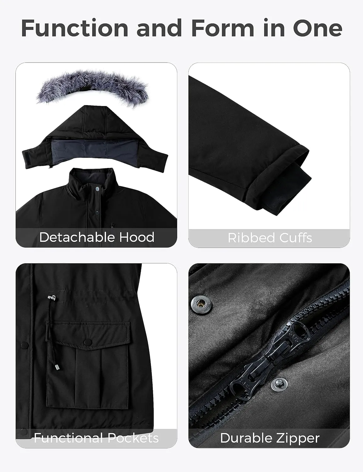 wantdo Women's Plus Size Winter Coat Waterproof Puffer Jacket Warm Thicken Parka with Removable Hood