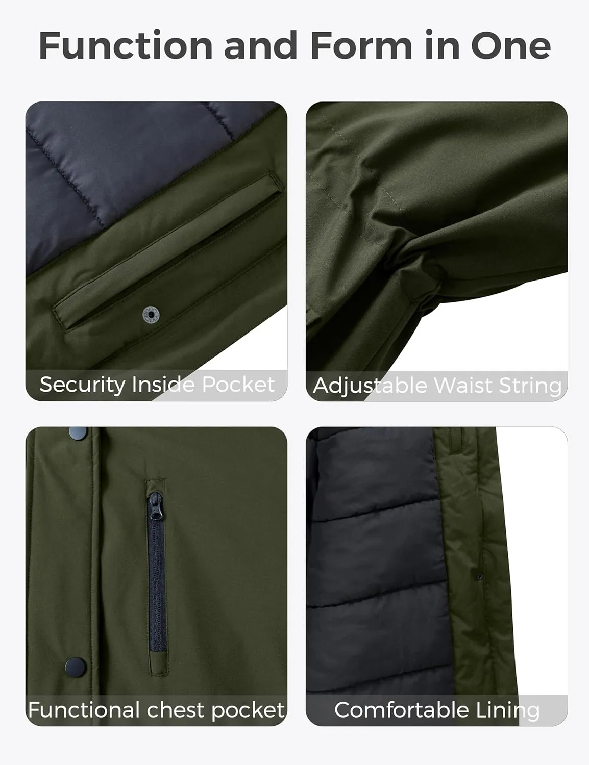 wantdo Women's Plus Size Winter Coat Waterproof Puffer Jacket Warm Thicken Parka with Removable Hood