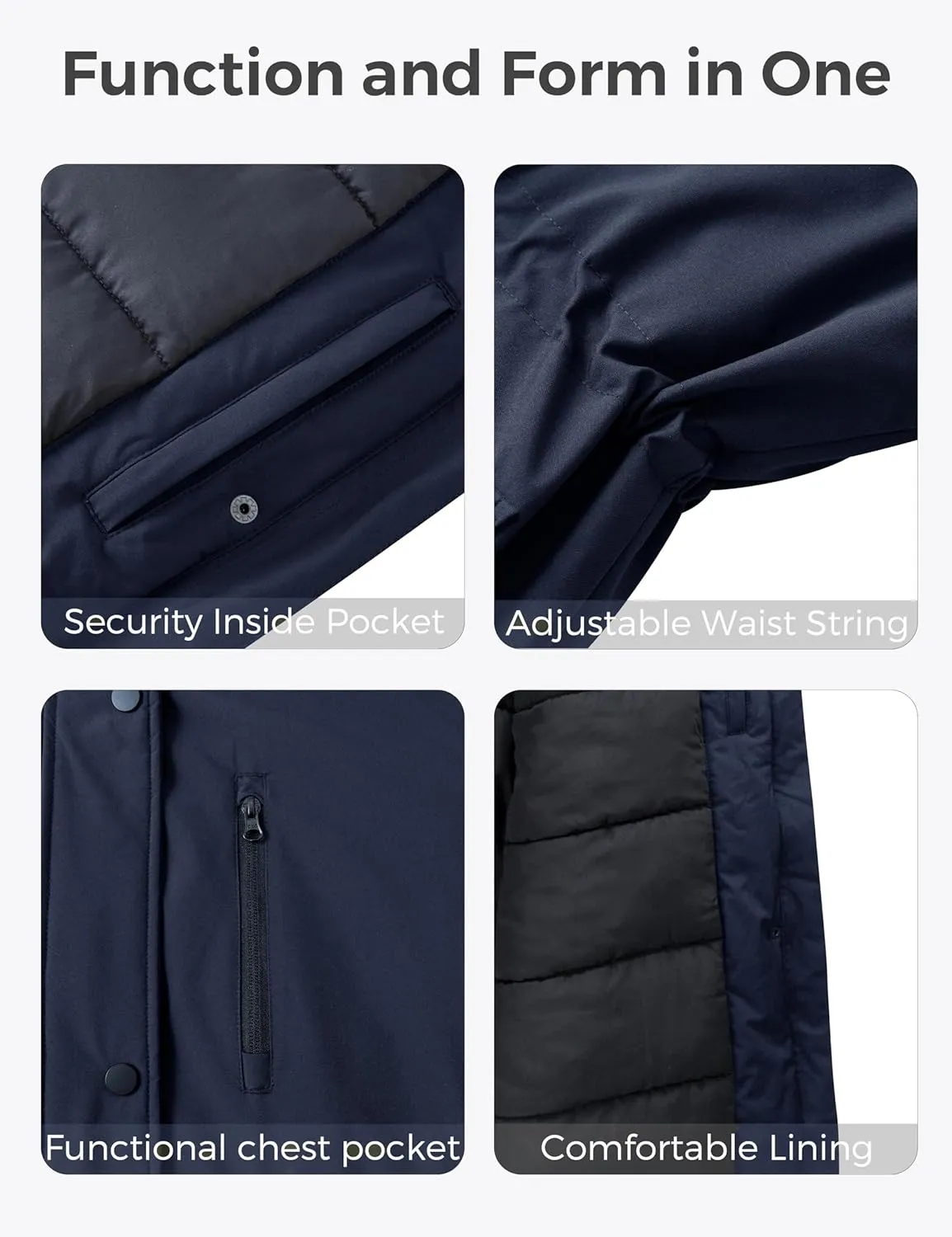 wantdo Women's Plus Size Winter Coat Waterproof Puffer Jacket Warm Thicken Parka with Removable Hood