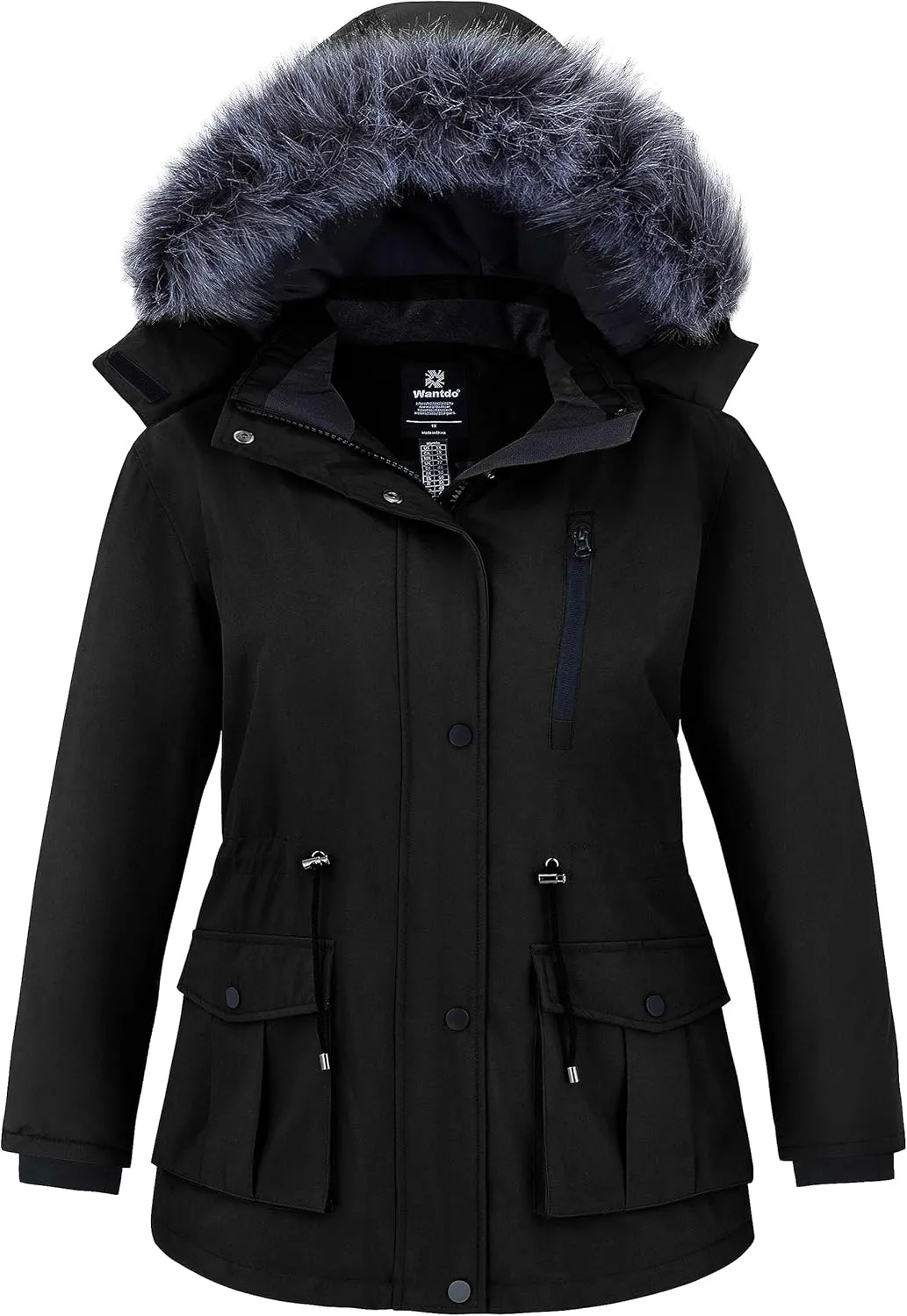 wantdo Women's Plus Size Winter Coat Waterproof Puffer Jacket Warm Thicken Parka with Removable Hood