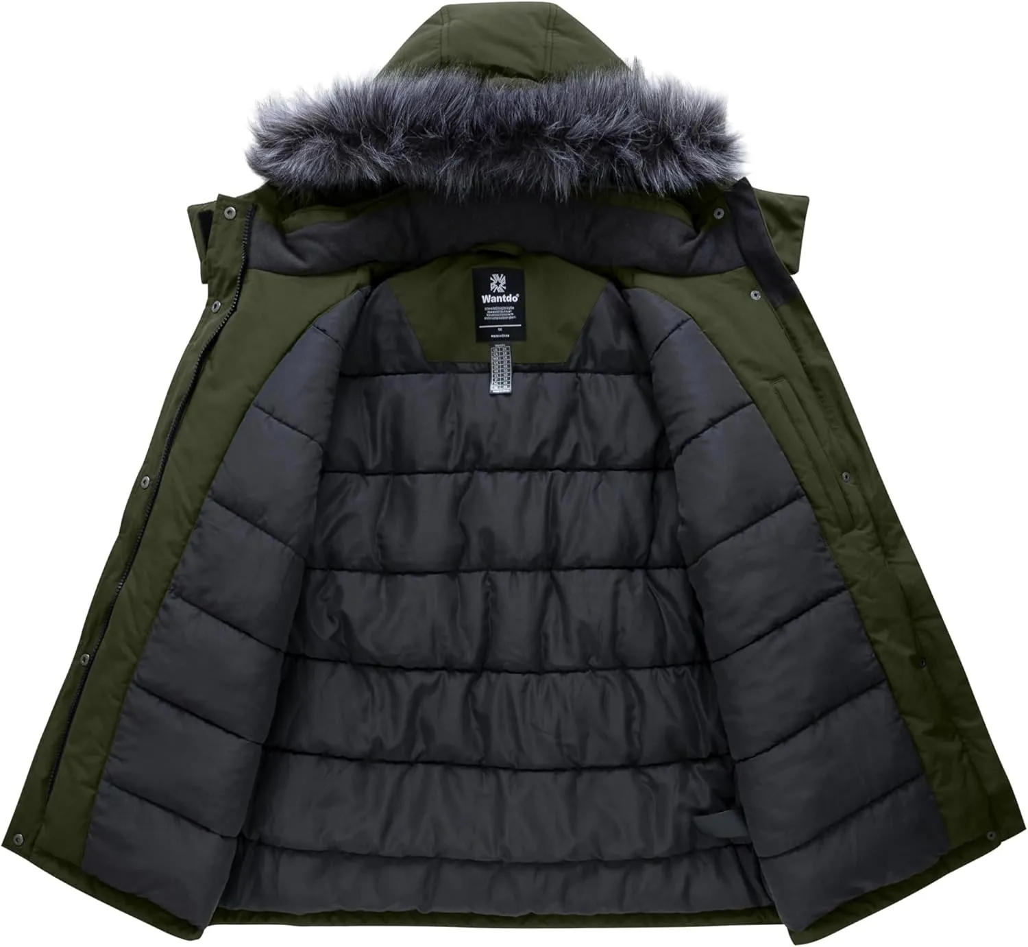 wantdo Women's Plus Size Winter Coat Waterproof Puffer Jacket Warm Thicken Parka with Removable Hood
