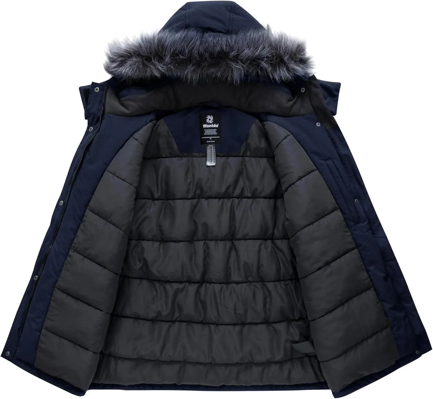 wantdo Women's Plus Size Winter Coat Waterproof Puffer Jacket Warm Thicken Parka with Removable Hood