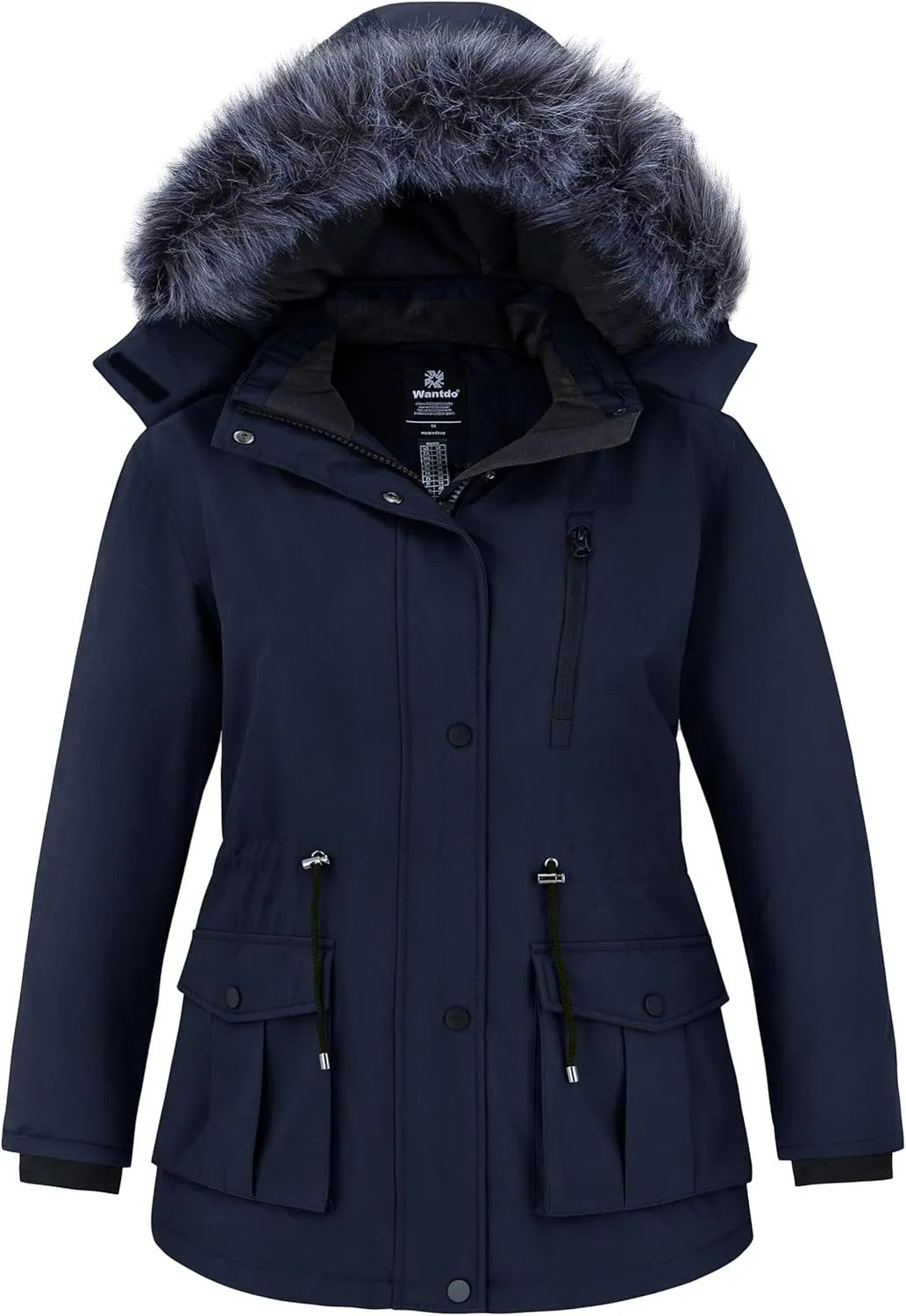 wantdo Women's Plus Size Winter Coat Waterproof Puffer Jacket Warm Thicken Parka with Removable Hood