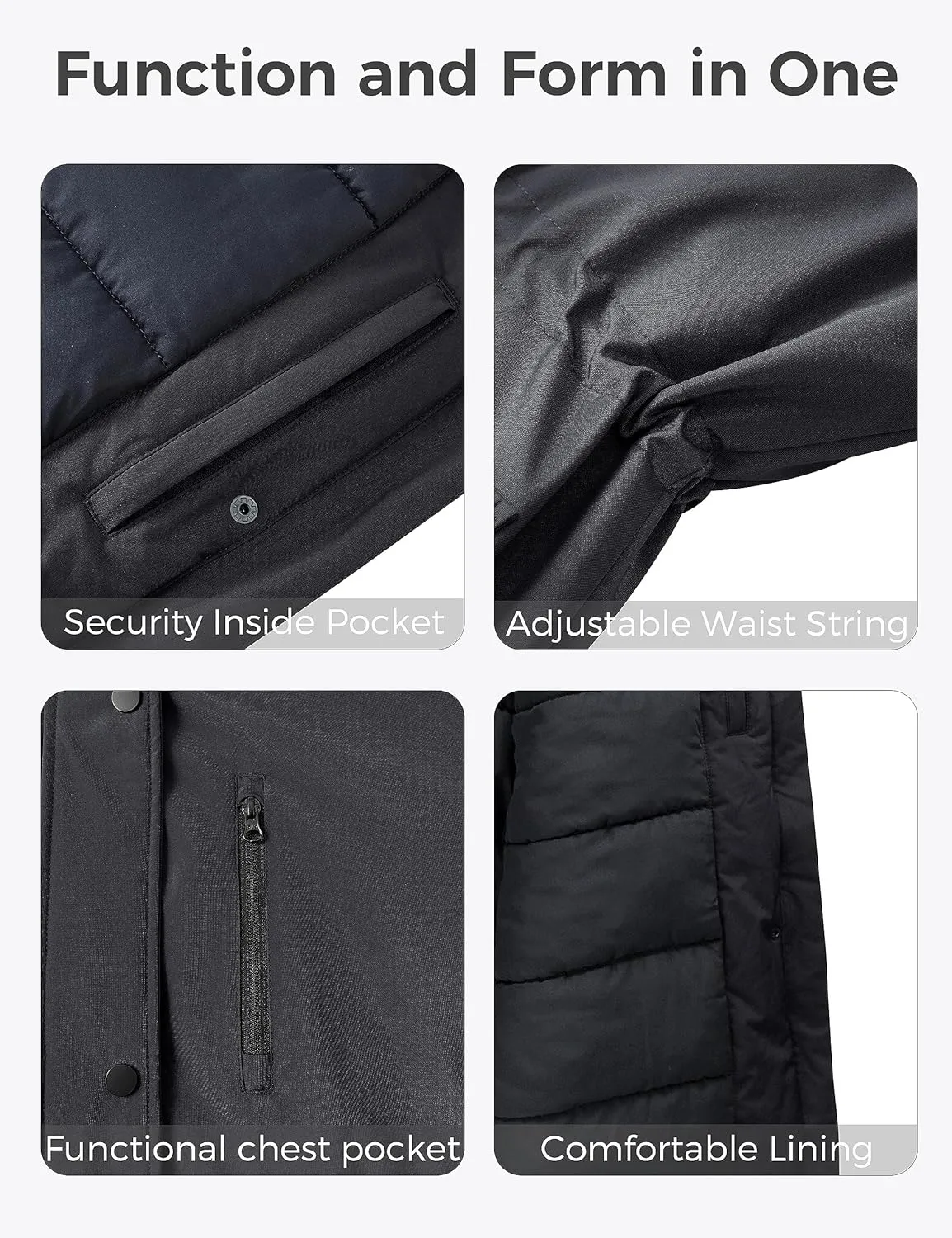 wantdo Women's Plus Size Winter Coat Waterproof Puffer Jacket Warm Thicken Parka with Removable Hood