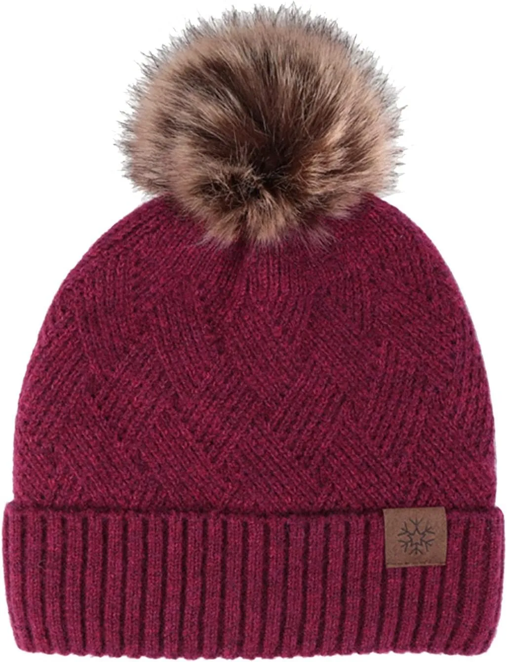 Winter Beanie Hat for Women Warm Ear Knit Hat Outdoor Cute Pom Cover Ears Cap