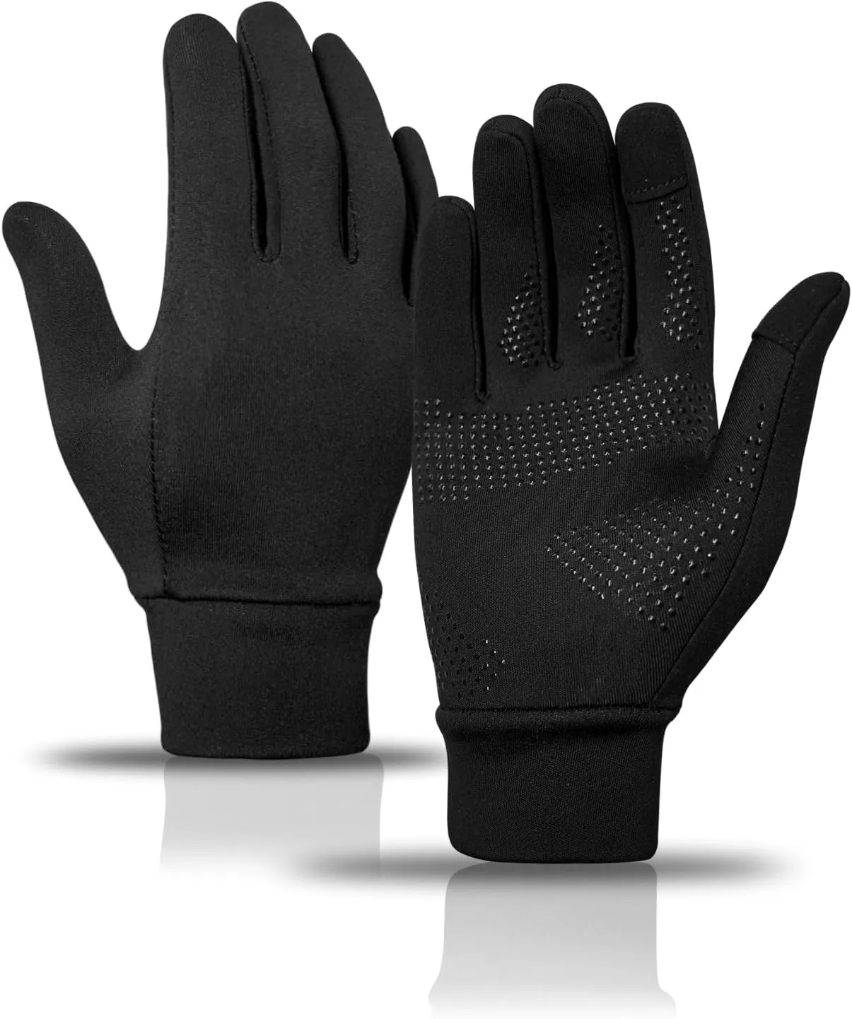 Winter Running Gloves for Men Women Cold Weather Liner Thermal Warm Gloves Black Touchscreen Thin Winter Gloves for Ski Snow Cycling Biking Driving Walking Typing