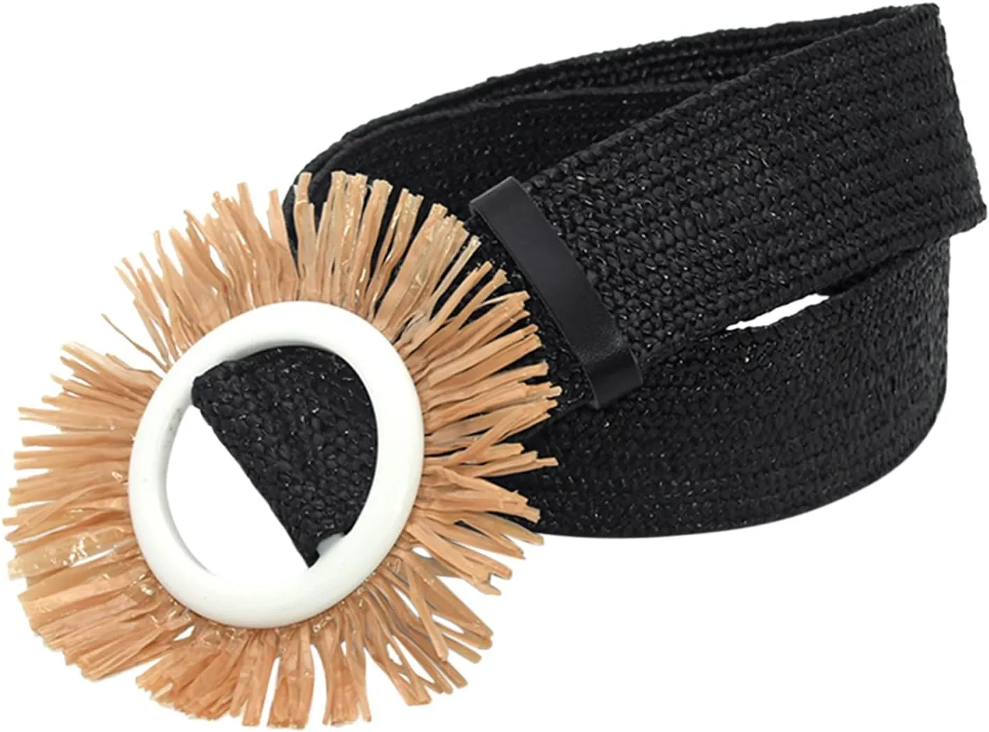 Women Belt Straw Woven Elastic Braided Stretch Wide Waist Belts For Women Dresses With Buckle Seat Belt with