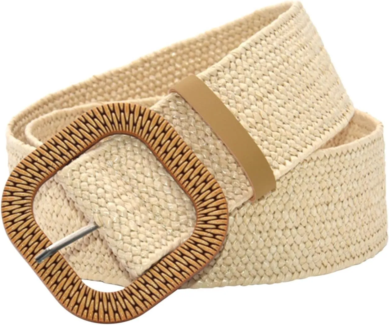 Women Belt Straw Woven Elastic Stretch Wide Waist Belts For Dresses With Buckle Sanding Belts 6x89