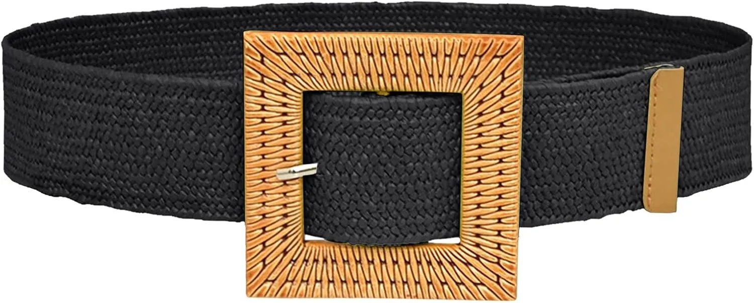 Women Elastic Stretch Waist Belt Skinny Fashion Boho Dress Pants Waist Belt Women Elastic Woven Casual Summer Belt