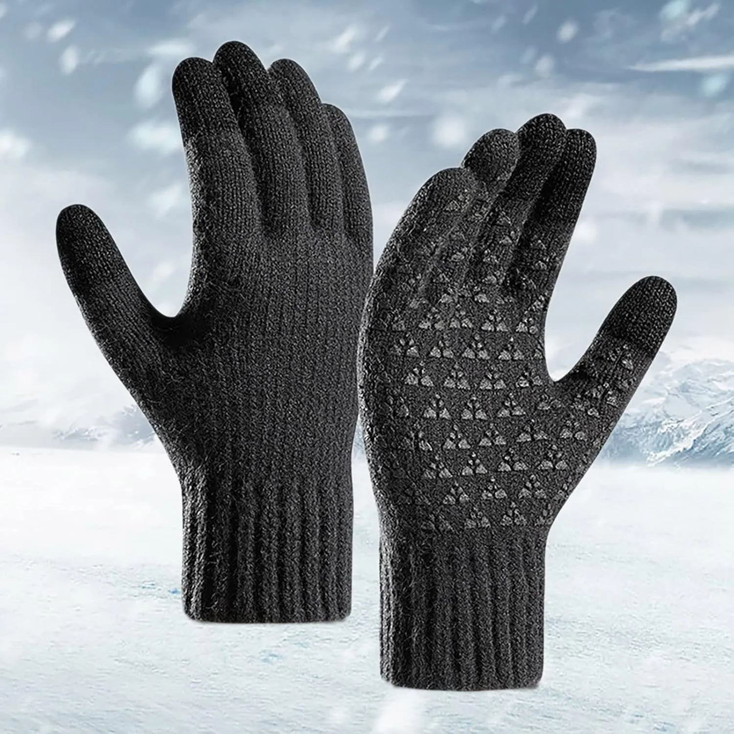 Women's Winter Gloves Warm Touchscreen Gloves for Women Men Knit Elastic Cuff Thermal Lined Gloves
