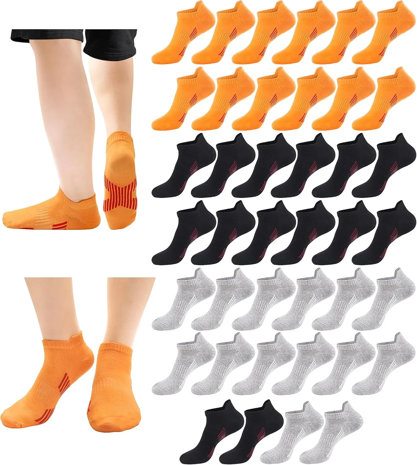 Yawlsow 20 Pairs Mens Running Ankle Socks, Athletic Moisture Wicking Low Cut Socks, Breathable Cotton Short Bulk Socks for Men Work Sports